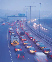 Traffic on M25, UK